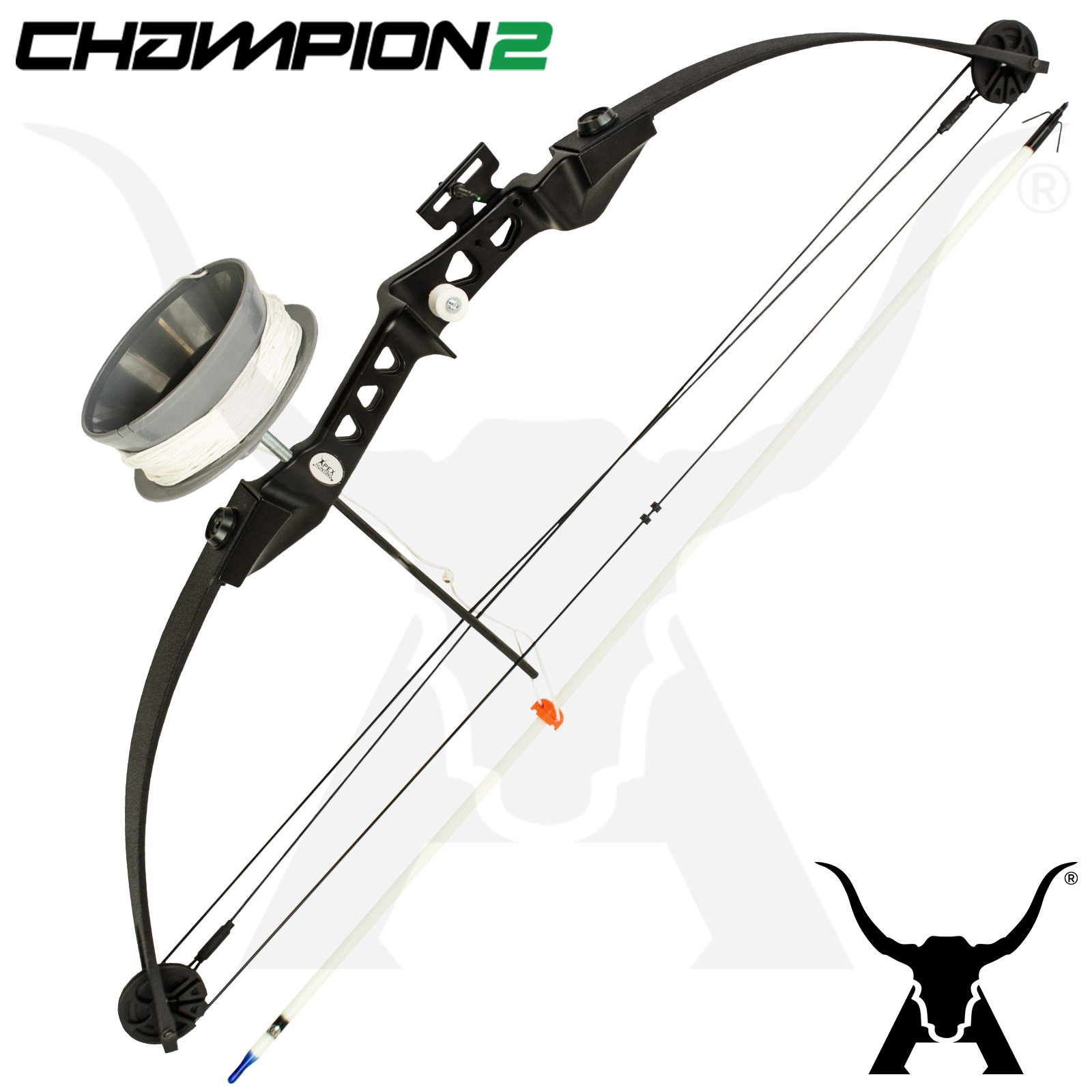 Apex Camo Champion II Bowfishing Kit Compound Bow, Reel, Arrows, Sliders eBay