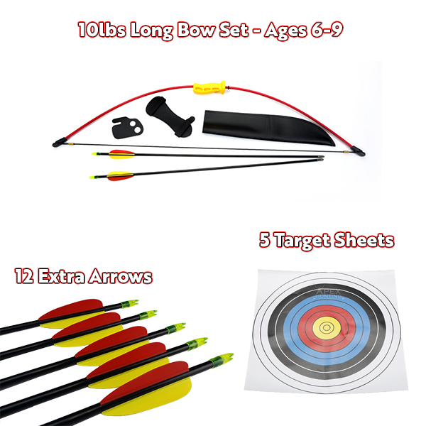 Kids Archery Gift Set - 10lbs Red LongBow