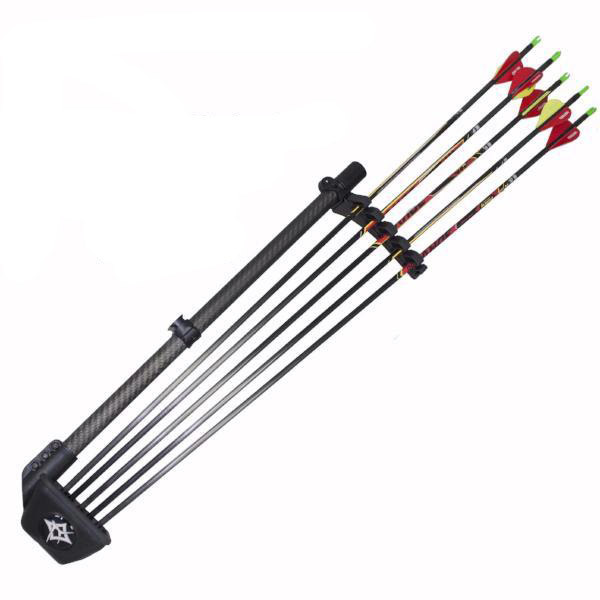 Option Archery Quivalizer - Carbon Tube - Black - Molded Hood - 5 Arrow - Adjustable Gripper - 22 Inch (XL)