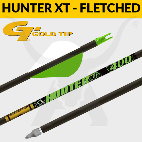 Gold Tip Hunter XT Fletched Carbon Arrows 12 Pack / 400