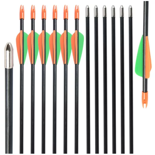 Zone Archery Kids Fiberglass Arrows - 26 Inch - 12 Pack